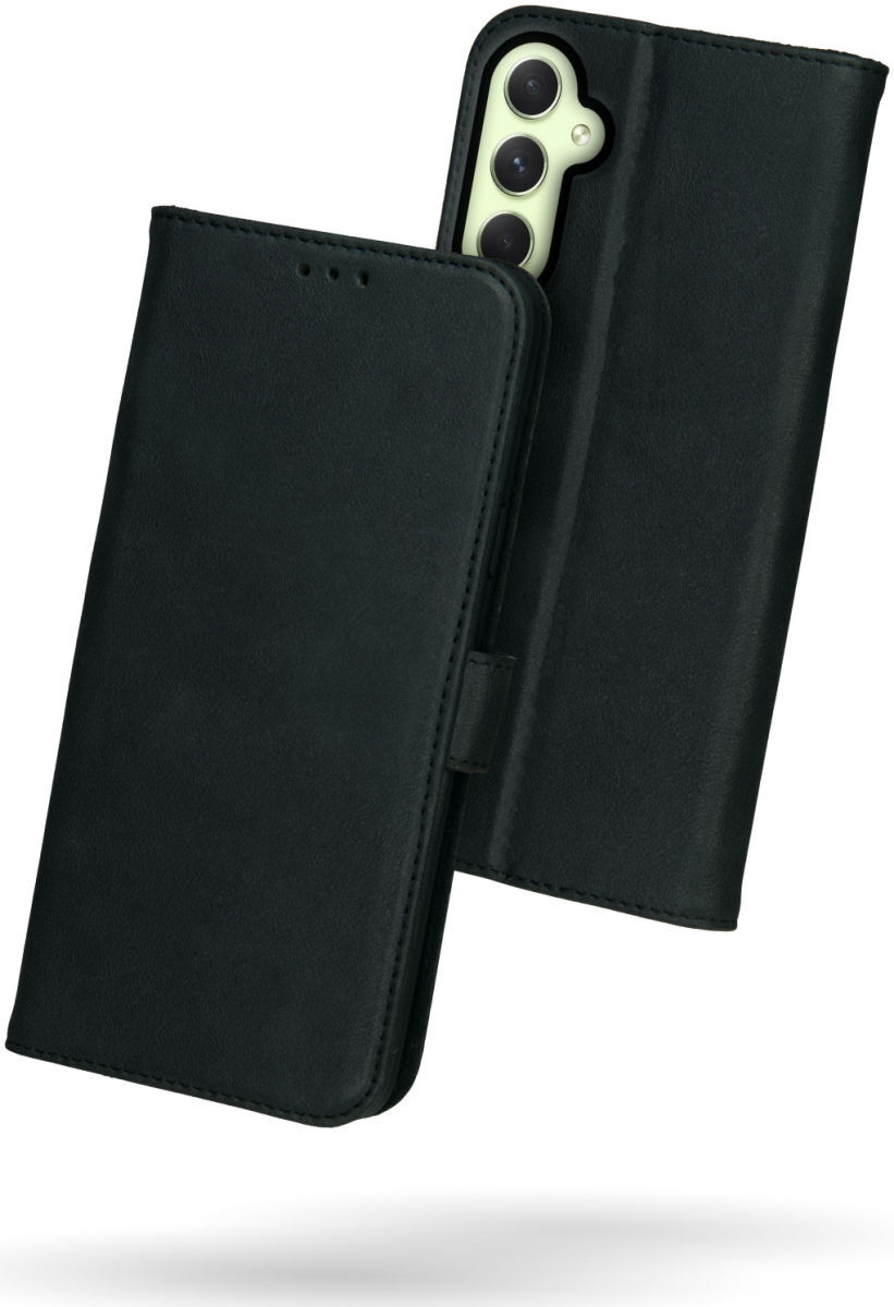 Rosso Deluxe Samsung Galaxy A54 Hoesje Echt Leer Book Case Zwart afbeelding 2