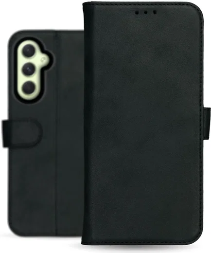 Rosso Deluxe Samsung Galaxy A54 Hoesje Echt Leer Book Case Zwart afbeelding 4