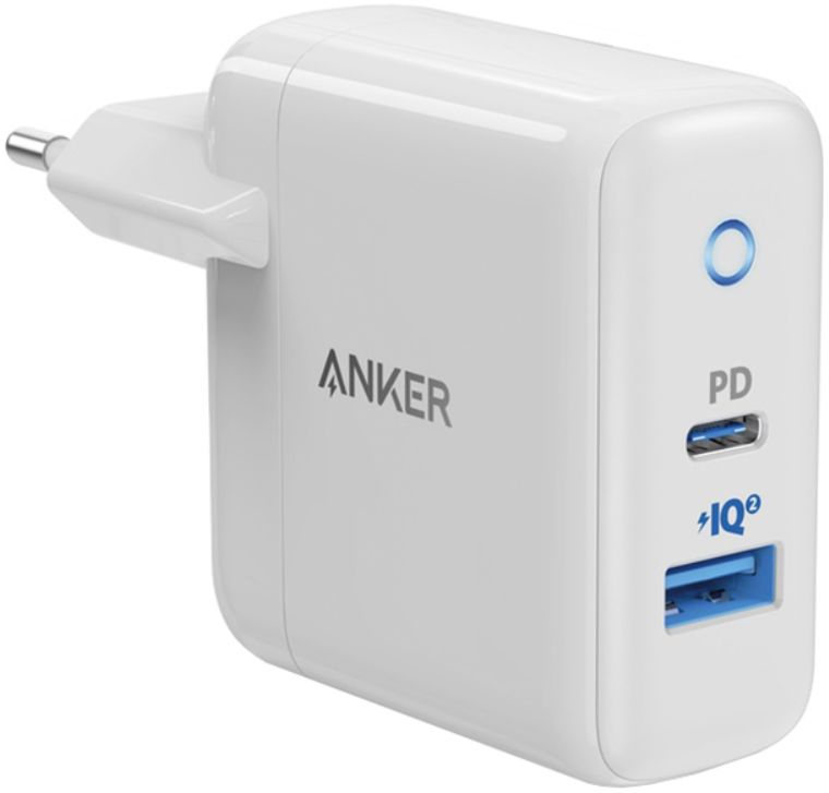 Anker PowerPort (35W) Power Delivery 3.0 USB-A en USB-C Adapter Wit afbeelding 1