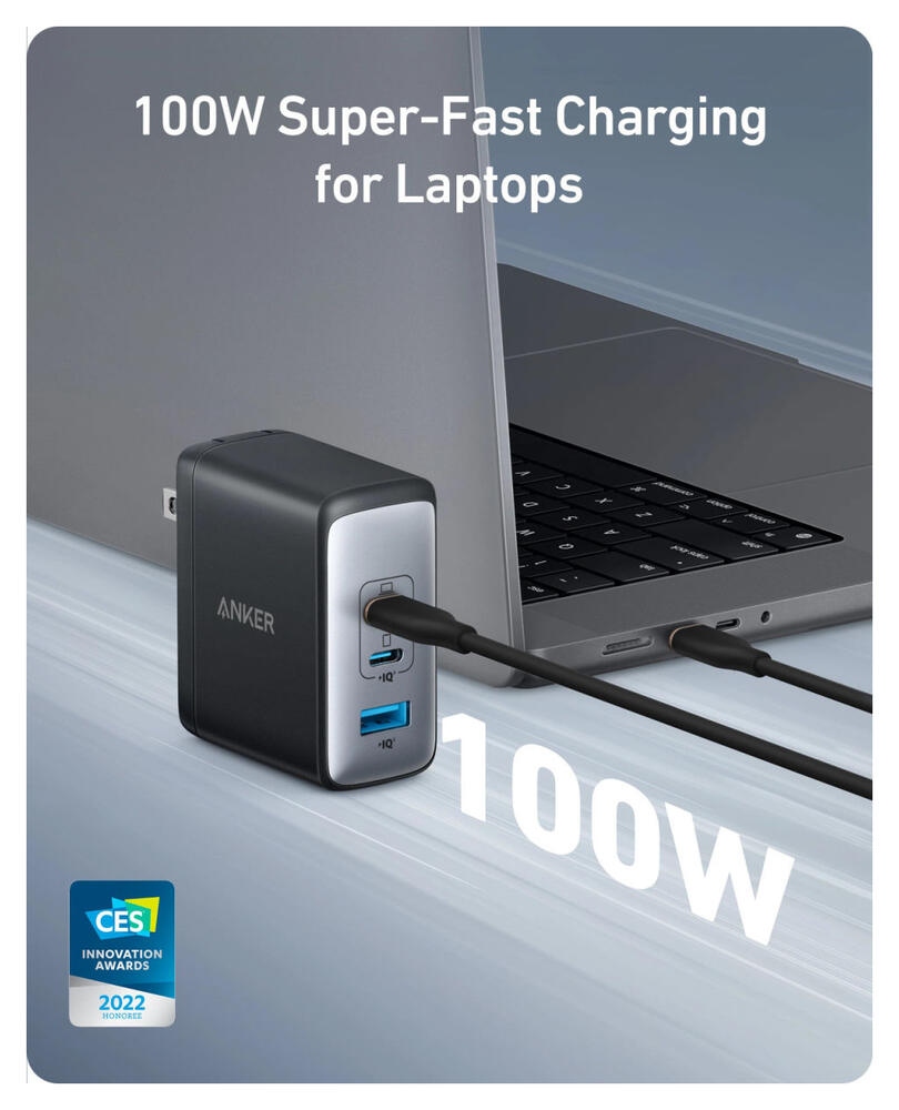 Anker 736 Nano II (100W) GaN Snellader USB-C/ USB-A Fast Charge Adapter Zwart afbeelding 2