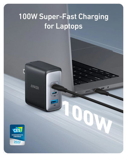 Anker 736 Nano II (100W) GaN Snellader USB-C/ USB-A Fast Charge Adapter Zwart afbeelding 2