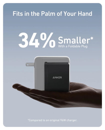 Anker 736 Nano II (100W) GaN Snellader USB-C/ USB-A Fast Charge Adapter Zwart afbeelding 3