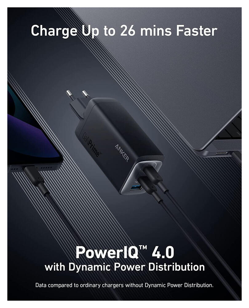 Anker 737 GaNPrime (120W) Fast Charge USB-C en USB-A Adapter Zwart afbeelding 3