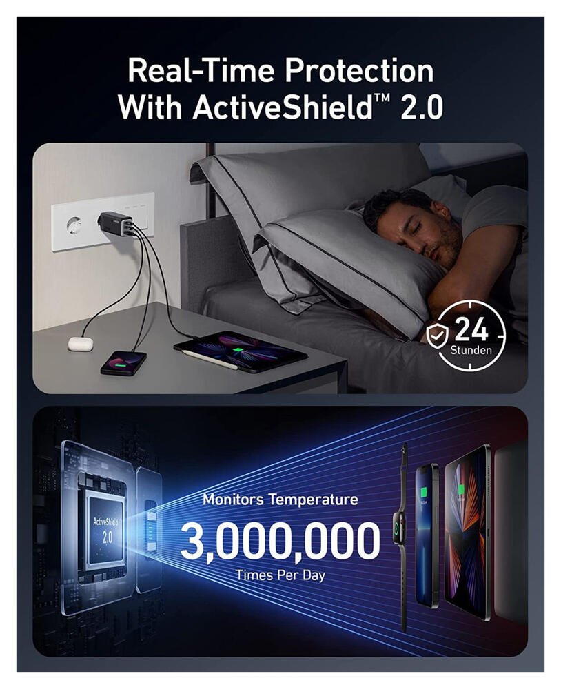 Anker 737 GaNPrime (120W) Fast Charge USB-C en USB-A Adapter Zwart afbeelding 4