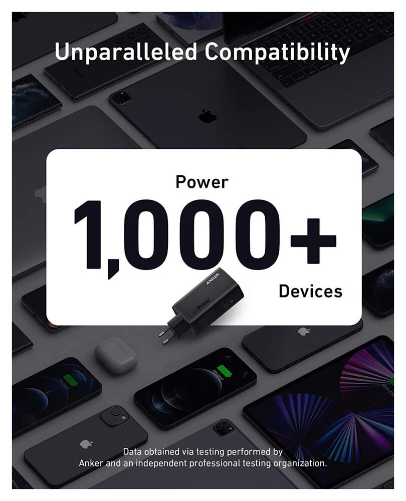 Anker 737 GaNPrime (120W) Fast Charge USB-C en USB-A Adapter Zwart afbeelding 5