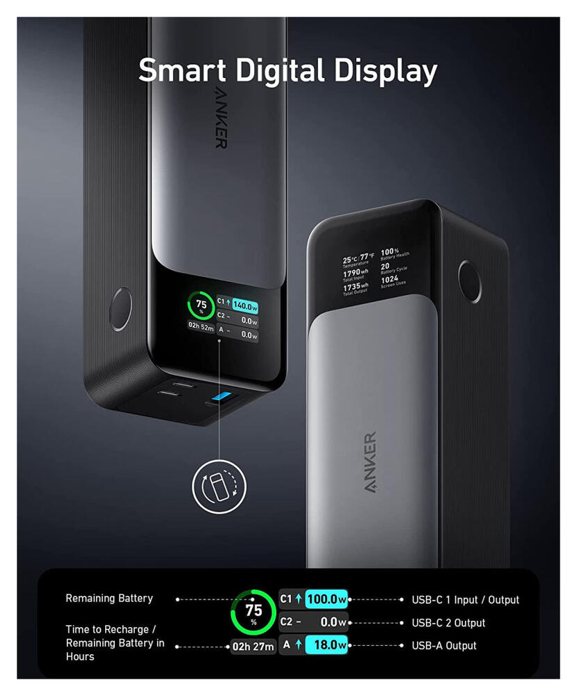Anker 737 PowerCore (140W) 24.000 mAh Powerbank Power Delivery Laptop/MacBook afbeelding 5