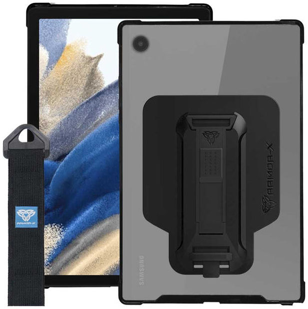 Armor-X Samsung Galaxy Tab A8 Hoes Shockproof met Strap Zwart afbeelding 1