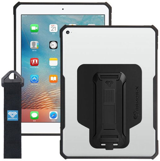 Armor-X Apple iPad 10.2 (2019/2020/2021) Hoes Shockproof Strap Zwart afbeelding 1