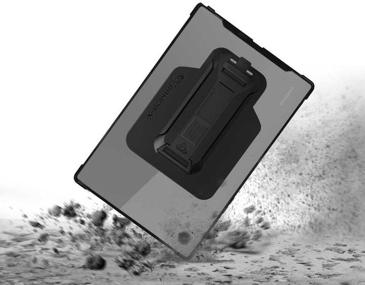 Armor-X Samsung Galaxy Tab A7 Lite Hoes Shockproof met Strap Zwart afbeelding 2