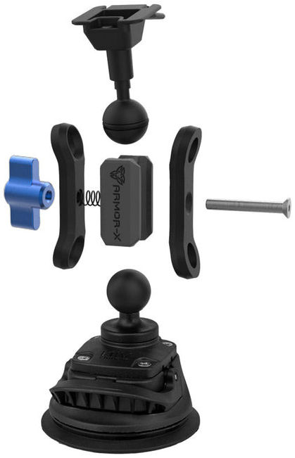 Armor X ONE-LOCK Auto Telefoon/Tablet Houder Met Zuignap Zwart afbeelding 5