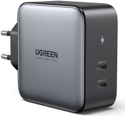 UGREEN Dubbele USB-C GaN Fast Charge Adapter 100W Grijs afbeelding
