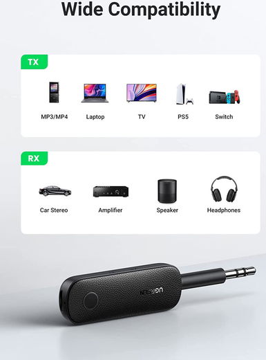 UGREEN Bluetooth 5.0 Receiver en Transmitter 3.5mm Jack Aux Adapter afbeelding 8