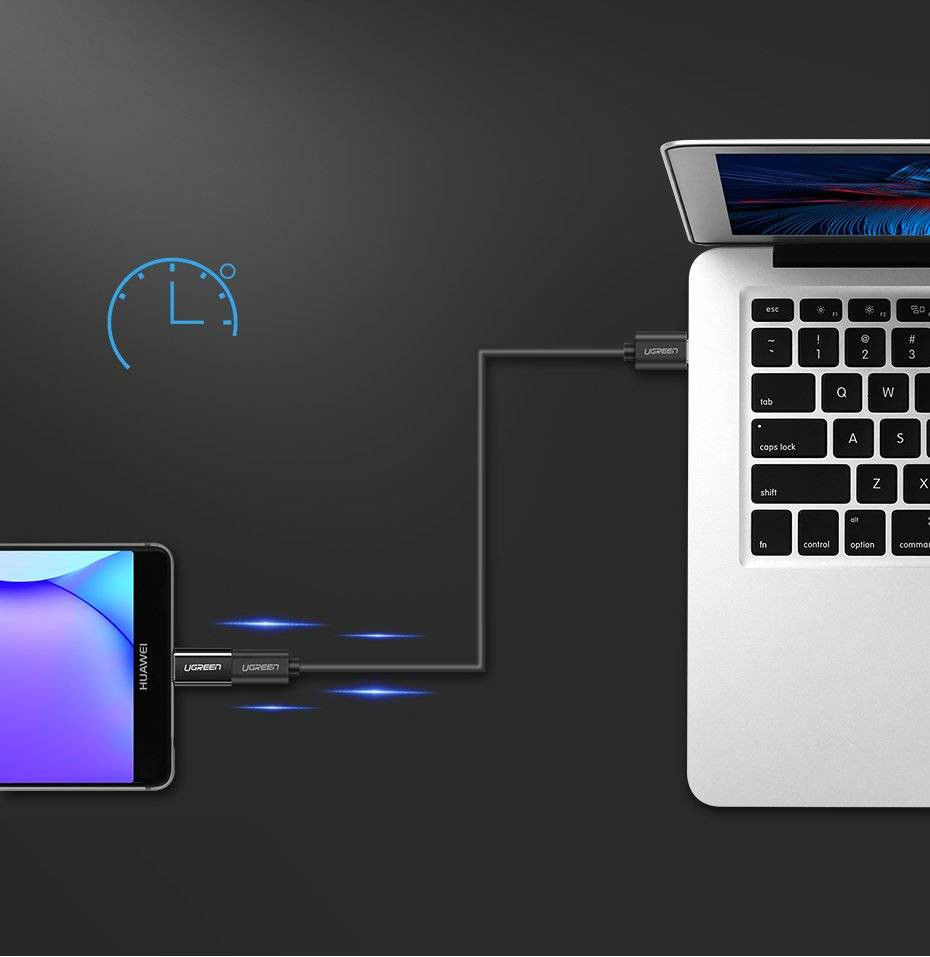 UGREEN USB-C naar Micro USB Adapter On The Go Converter Zwart afbeelding 5