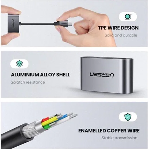 UGREEN Hoofdtelefoon Adapter USB C PD en QC Charger 2 in 1 USB C Splitter Type C naar 3.5mm Audio Converter