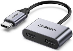 UGREEN USB-C naar Dual USB-C Headset Splitter Adapter Grijs afbeelding