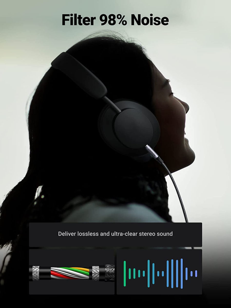 UGREEN Apple Lightning naar 3.5mm Jack Audiokabel MFi 1M Zwart afbeelding 4