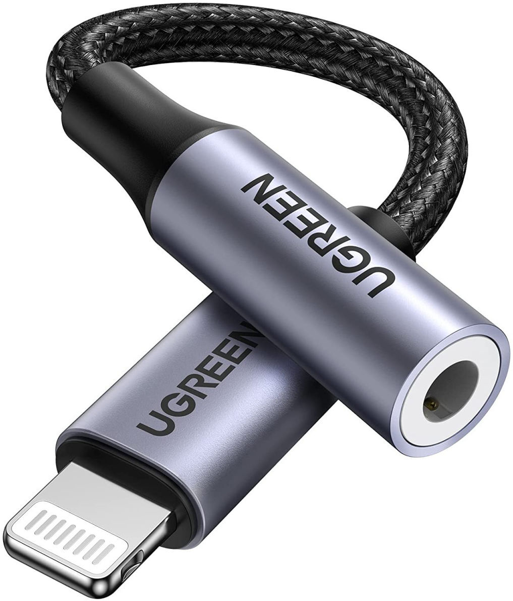 UGREEN Apple Lightning naar 3.5mm Jack Headset Adapter 10CM Zwart afbeelding 1