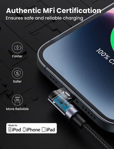 UGREEN 3A 90° MFi USB-C naar Lightning Kabel PD met Haakse Hoek 1M afbeelding 4
