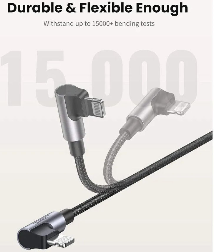UGREEN 3A 90° MFi USB-C naar Lightning Kabel PD met Haakse Hoek 2M afbeelding 8