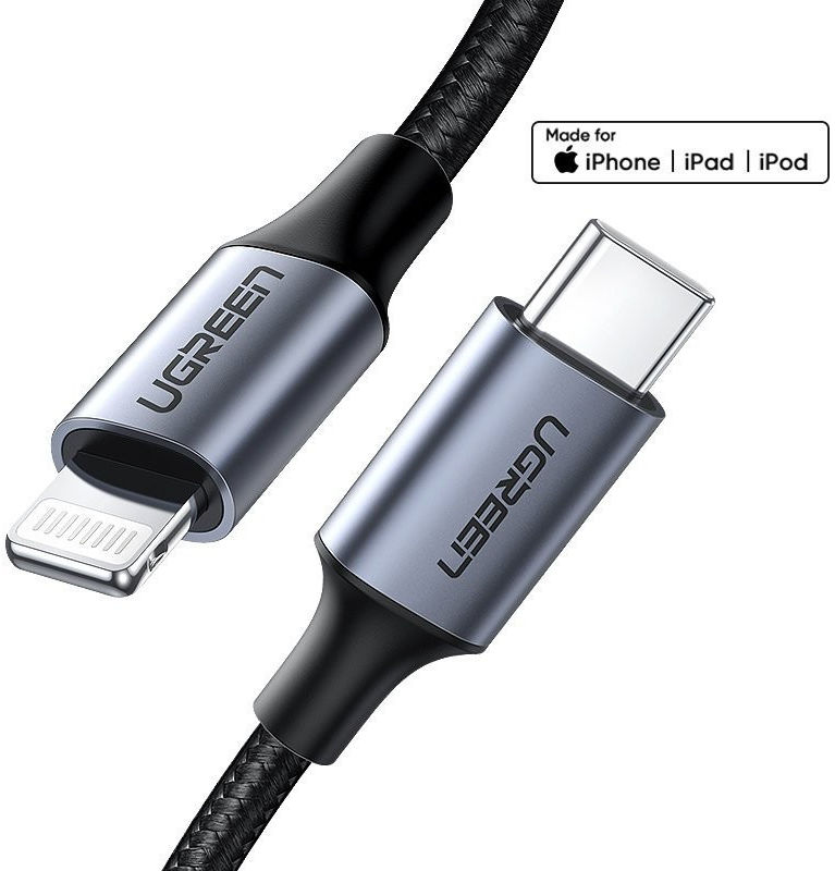 UGREEN 3A USB-C naar Apple Lightning Kabel PD 20W MFi 1M Zwart afbeelding 2