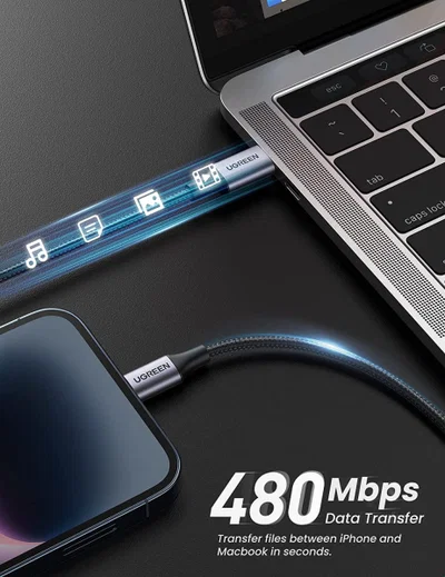 UGREEN 3A USB-C naar Apple Lightning Kabel PD 20W MFi 1M Zwart afbeelding 5