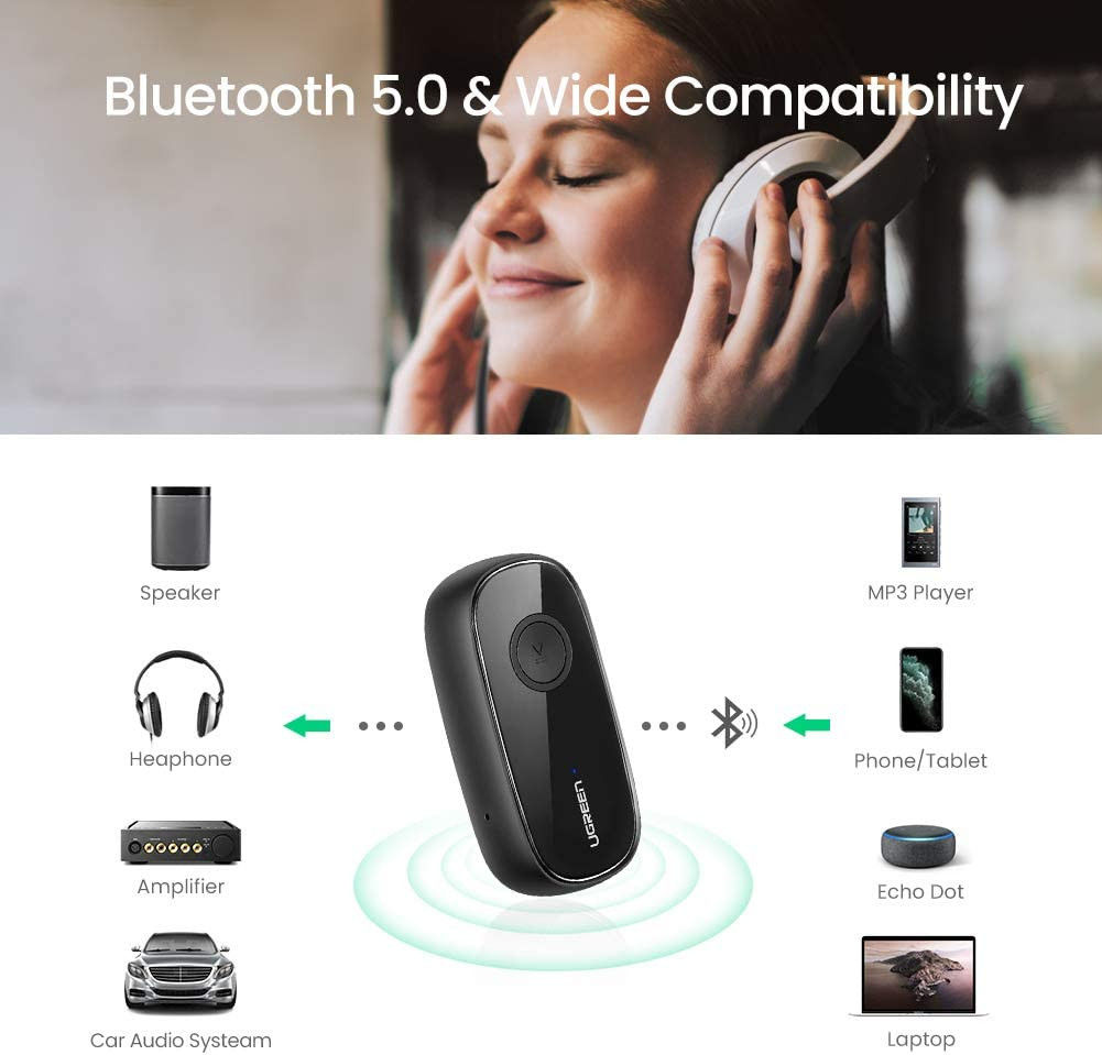 UGREEN Bluetooth 5.0 Audio Receiver 3.5mm Jack Adapter afbeelding 3