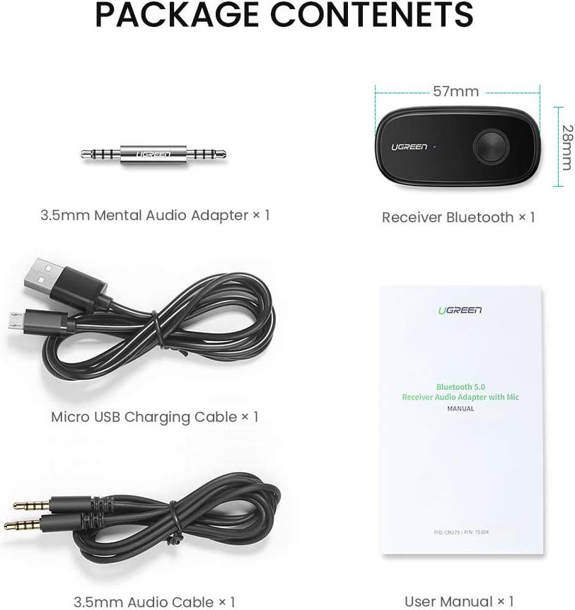UGREEN Bluetooth 5.0 Audio Receiver 3.5mm Jack Adapter afbeelding 7