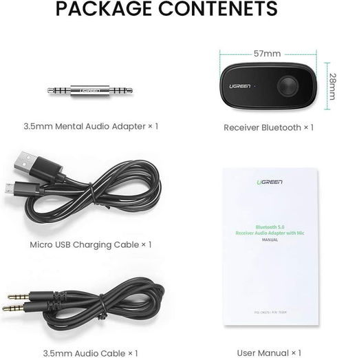 UGREEN Bluetooth 5.0 Audio Receiver 3.5mm Jack Adapter afbeelding 7