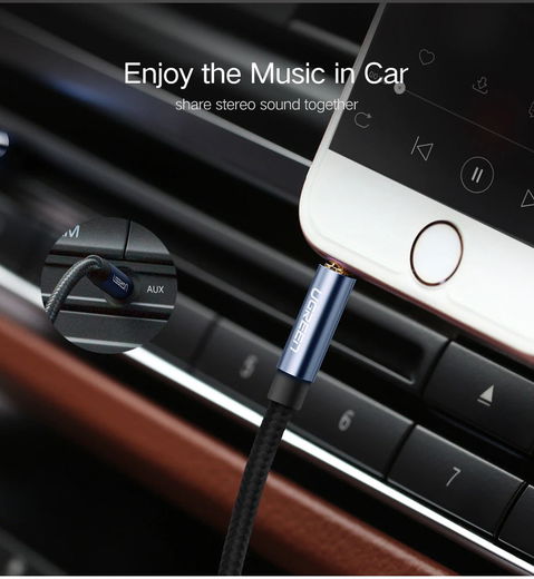 UGREEN 3.5mm Jack naar 3.5mm Jack Audio Aux Kabel Nylon 1M Zwart afbeelding 4