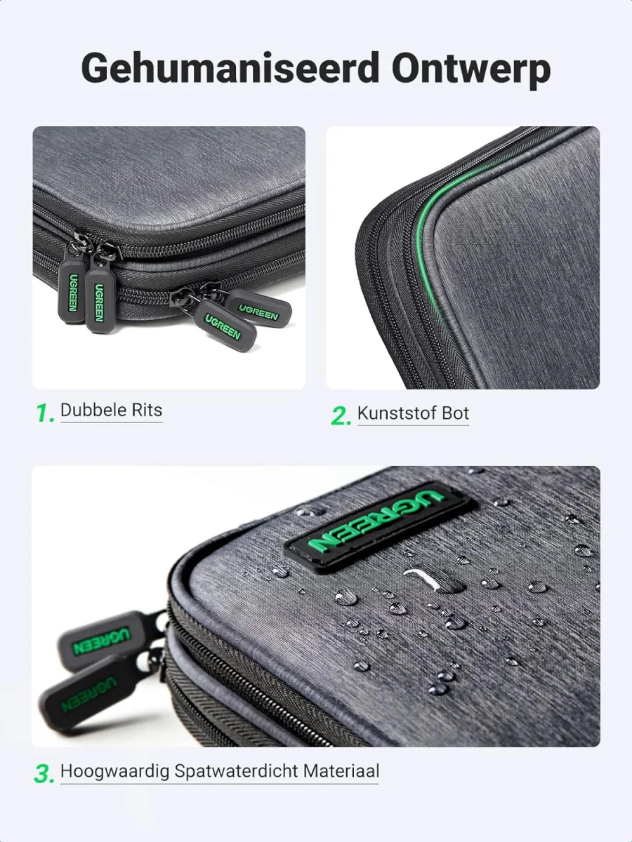 UGREEN Storage Bag Opbergtas voor Accessoires Grijs afbeelding 4