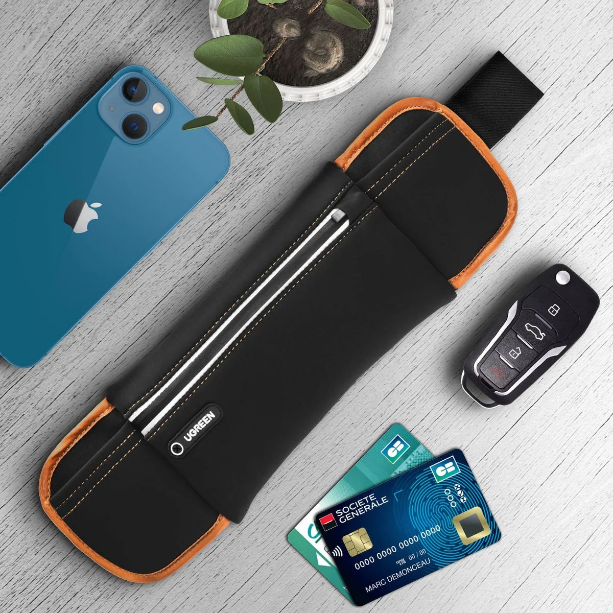 UGREEN Telefoon Hardloop Sport riem Waterbestendig Reflectiestreep Zwart afbeelding 4