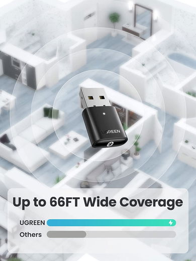 UGREEN USB Adapter Bluetooth 5.0 Receiver Zwart afbeelding 6