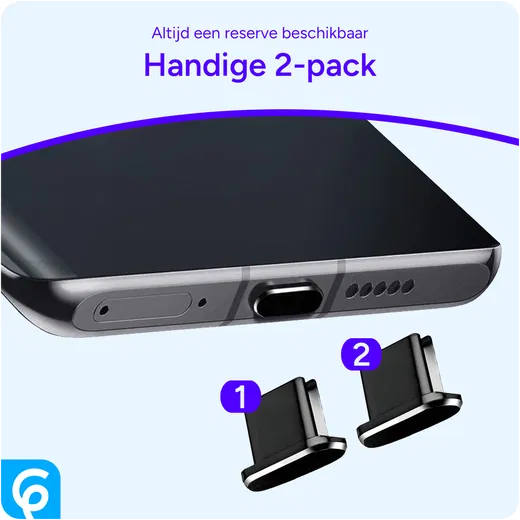 Stofdichte Plug (2-Pack) voor USB-C poort Zwart afbeelding 3