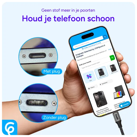 Stofdichte Plug (2-Pack) voor Lightning poort Zwart afbeelding 2