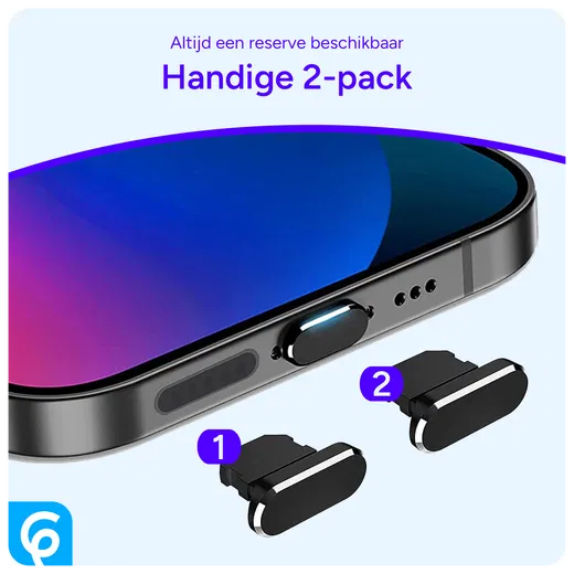 Stofdichte Plug (2-Pack) voor Lightning poort Zwart afbeelding 3