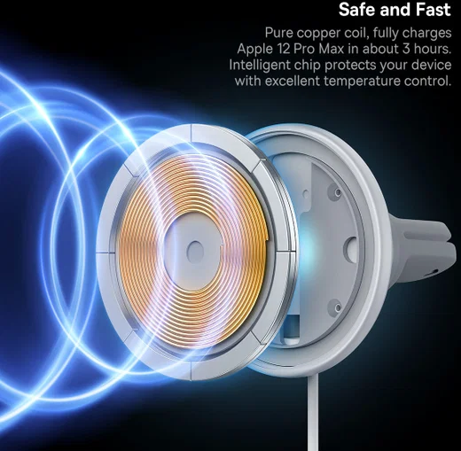 Baseus Autolader 25W met MagSafe Ventilatierooster Houder 15W Wit afbeelding 7