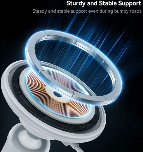 Baseus Autolader 25W met MagSafe Ventilatierooster Houder 15W Wit afbeelding 8