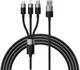 Baseus USB 3-in1 Lightning/USB-C/Micro USB Kabel 3.5A 1.2M Zwart afbeelding 1