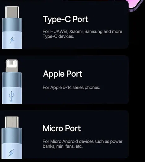 Baseus USB 3-in1 Lightning/USB-C/Micro USB Kabel 3.5A 1.2M Zwart afbeelding 8