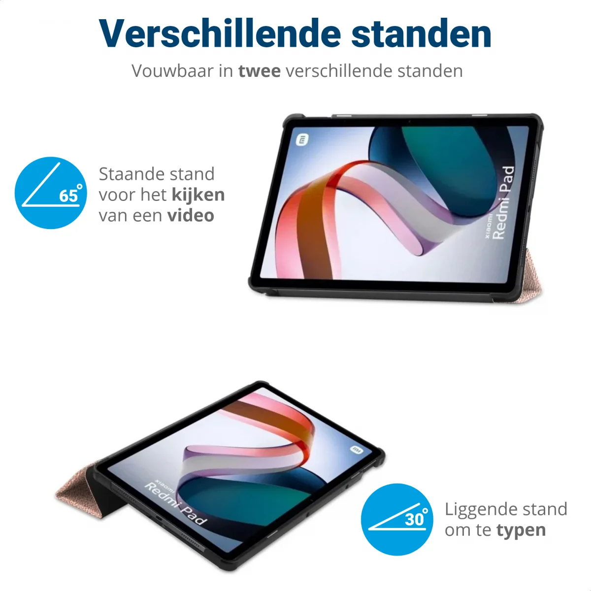 Lenovo Tab M10 Gen 3 (10.1) Hoes Tri-Fold Book Case Roze Goud afbeelding 5