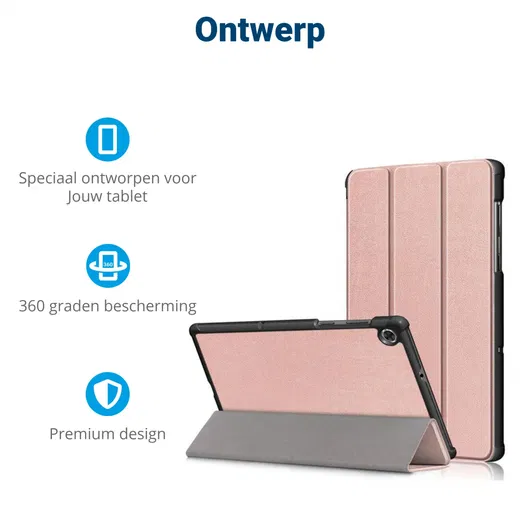 Lenovo Tab M10 Gen 3 (10.1) Hoes Tri-Fold Book Case Roze Goud afbeelding 3