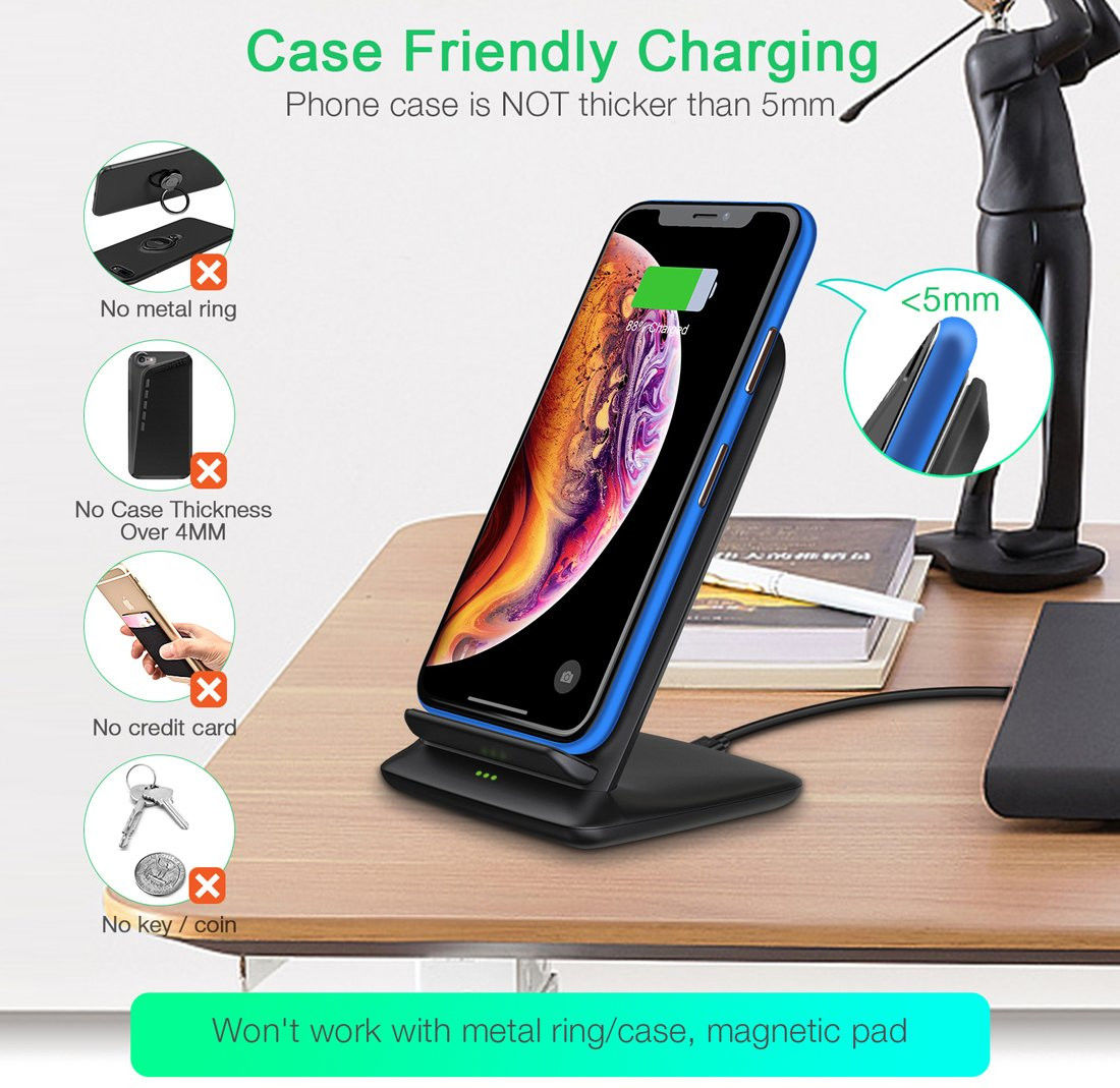 Choetech Wireless Charging Stand Universele Telefoonhouder 15W Zwart afbeelding 3
