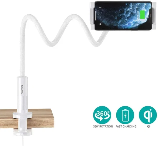 Choetech Bureau Telefoonhouder Zwanenhals met Draadloos Opladen 15W afbeelding 2
