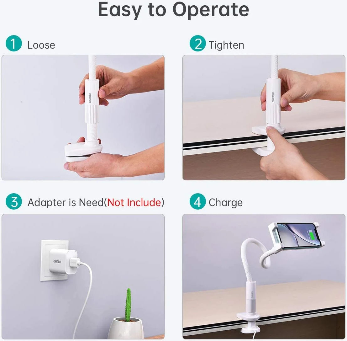 Choetech Bureau Telefoonhouder Zwanenhals met Draadloos Opladen 15W afbeelding 4