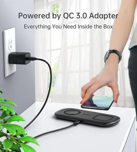 Choetech 2-in-1 Draadloze Oplader 15W Smartphone/Samsung Watch/Oortjes afbeelding 6