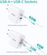 Choetech USB/USB-C GaN Snellader 65W PD Adapter Fast Charge Wit afbeelding 3