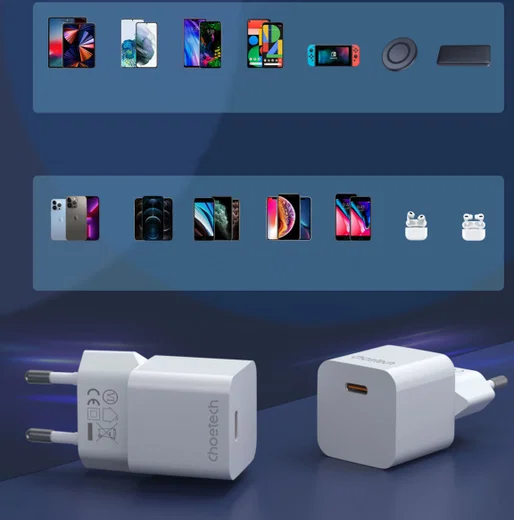 Choetech PD5010 Mini 20W PD 3.0 USB-C Snellader GaN Adapter Wit afbeelding 6