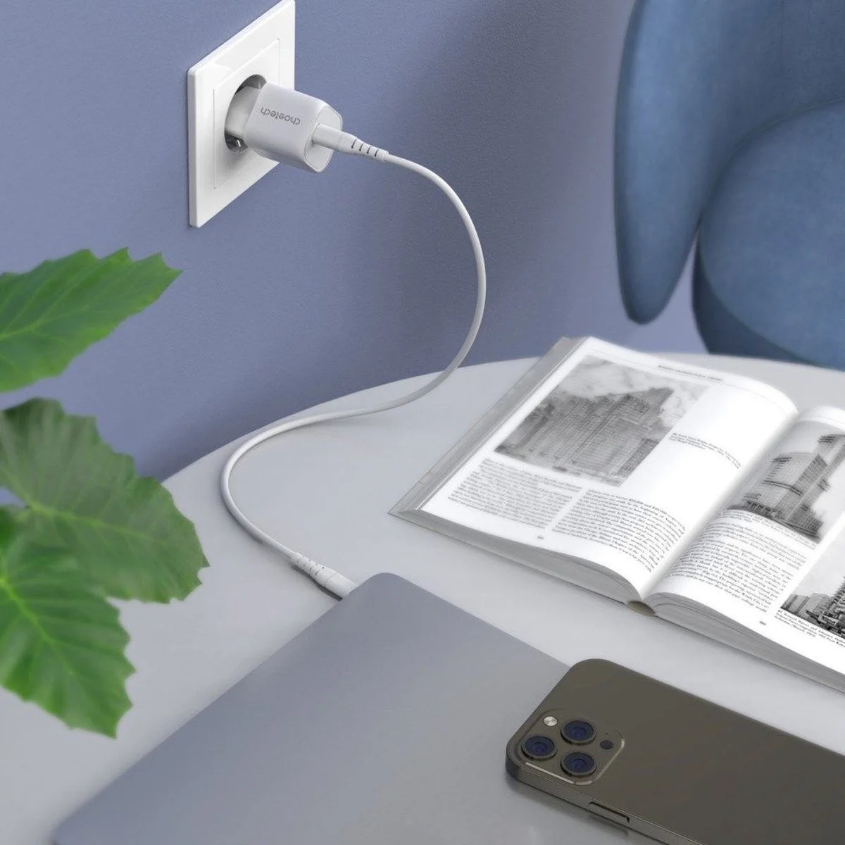 Choetech 30W USB-C Snellader Power Delivery GaN Adapter Wit afbeelding 3