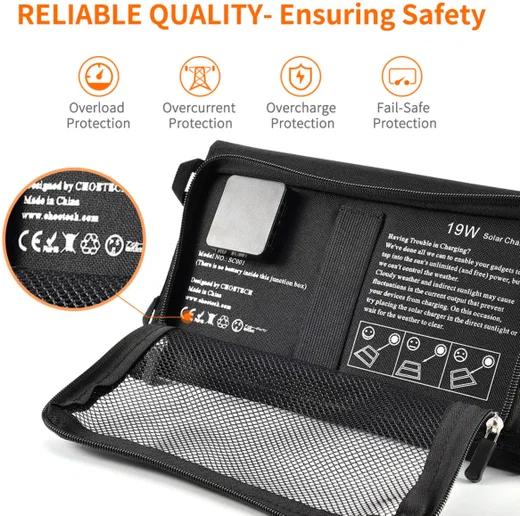 Choetech 19W Zonnepaneel USB-A Oplader Waterproof Solar Charger Grijs afbeelding 6