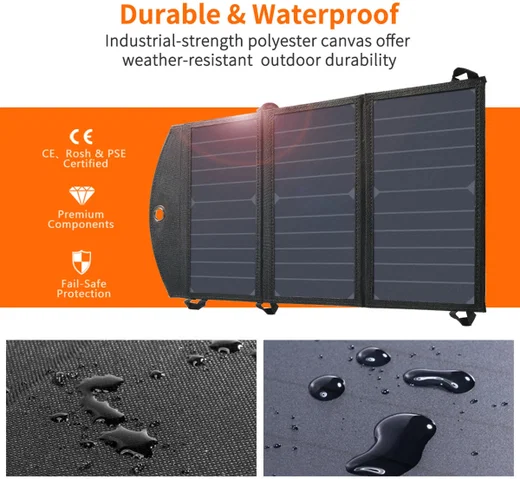 Choetech 19W Zonnepaneel USB-A Oplader Waterproof Solar Charger Grijs afbeelding 4